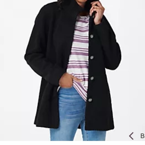 Susan Graver Weekend Knit Black Boucle Button Front Jacket Women’s Size 5X - Picture 1 of 3